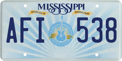 MS license plate AFI538