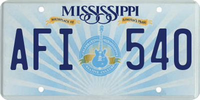 MS license plate AFI540