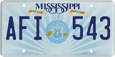 MS license plate AFI543