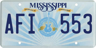 MS license plate AFI553