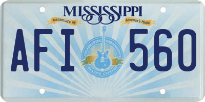 MS license plate AFI560