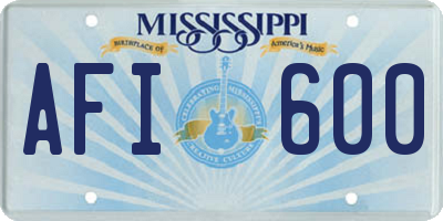 MS license plate AFI600