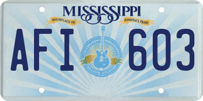 MS license plate AFI603