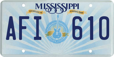 MS license plate AFI610