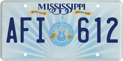 MS license plate AFI612