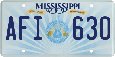 MS license plate AFI630