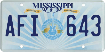 MS license plate AFI643