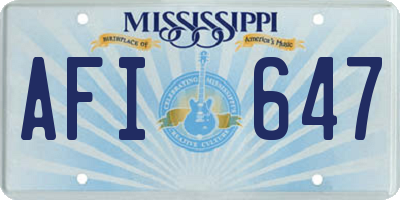 MS license plate AFI647