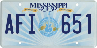 MS license plate AFI651