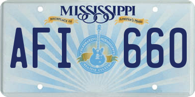 MS license plate AFI660