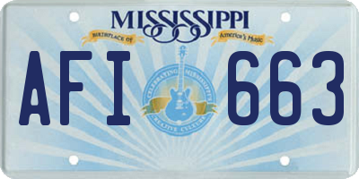 MS license plate AFI663