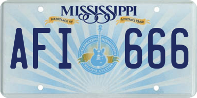 MS license plate AFI666
