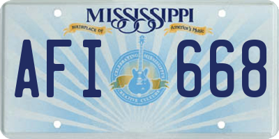 MS license plate AFI668