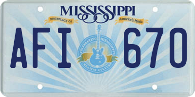MS license plate AFI670