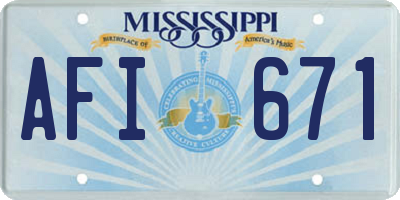 MS license plate AFI671