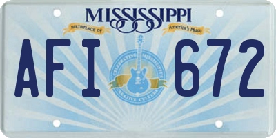 MS license plate AFI672