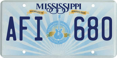 MS license plate AFI680
