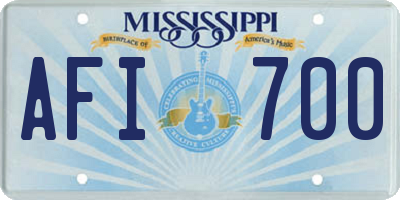 MS license plate AFI700