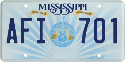 MS license plate AFI701