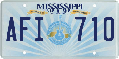 MS license plate AFI710