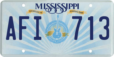 MS license plate AFI713