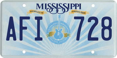 MS license plate AFI728