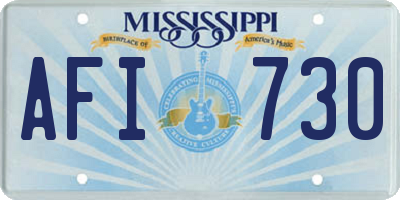 MS license plate AFI730