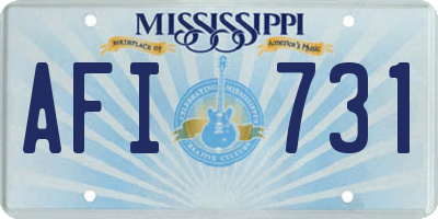 MS license plate AFI731