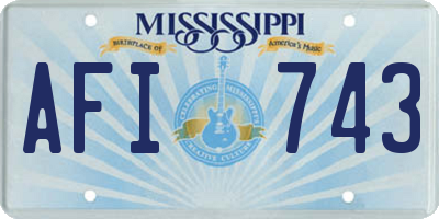 MS license plate AFI743