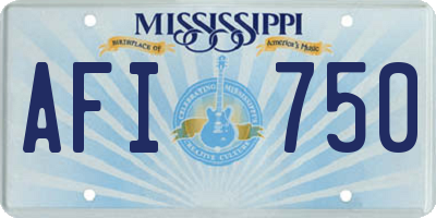 MS license plate AFI750