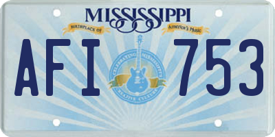 MS license plate AFI753