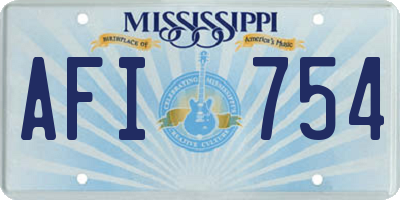 MS license plate AFI754