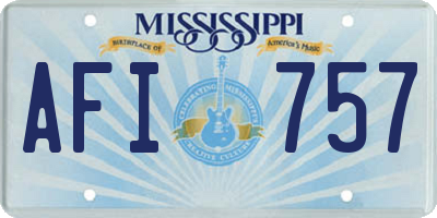 MS license plate AFI757