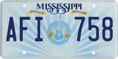 MS license plate AFI758