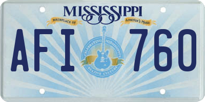 MS license plate AFI760