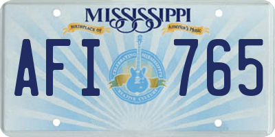 MS license plate AFI765
