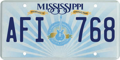 MS license plate AFI768