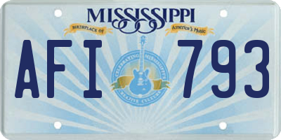 MS license plate AFI793