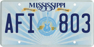 MS license plate AFI803