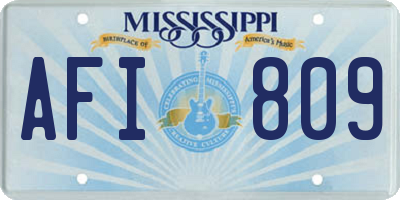MS license plate AFI809