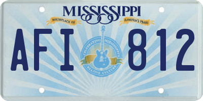 MS license plate AFI812
