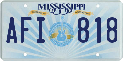 MS license plate AFI818