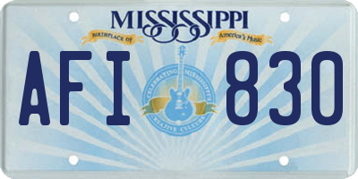 MS license plate AFI830