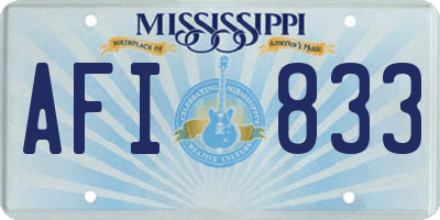 MS license plate AFI833
