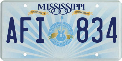 MS license plate AFI834