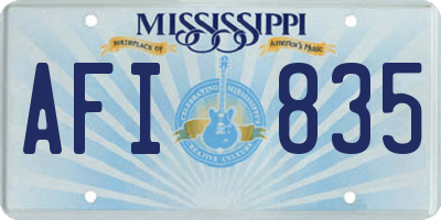 MS license plate AFI835