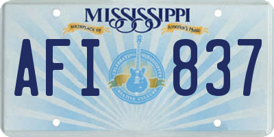 MS license plate AFI837