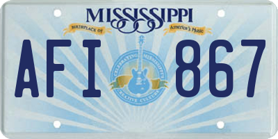 MS license plate AFI867
