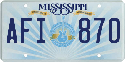 MS license plate AFI870