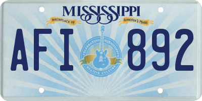 MS license plate AFI892